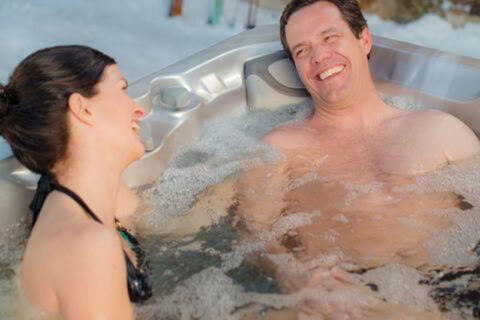 Couples in hot tub