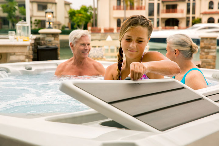 Family enjoying pool