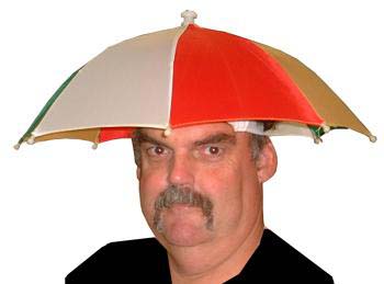 A person with umbrella hat
