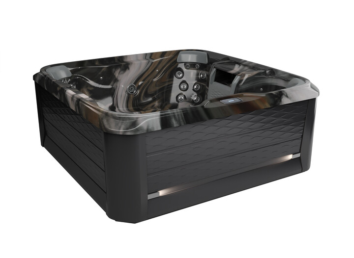 6-7 person hot tub the 680 Series McKinley shown in the Midnight / Graphite color combination